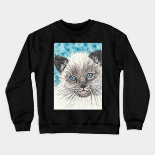 Siamese kitten cat painting Crewneck Sweatshirt